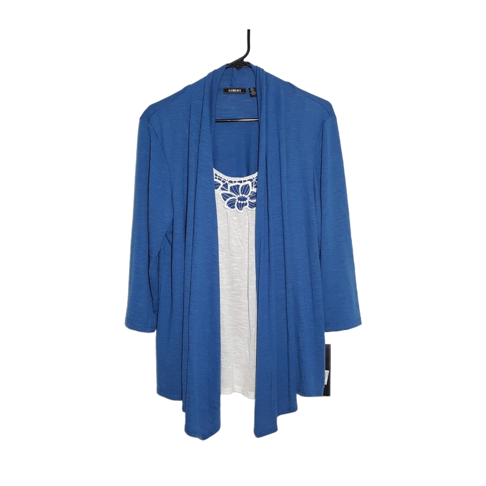 Elementz | NEW cardigan combo inset blouse XL